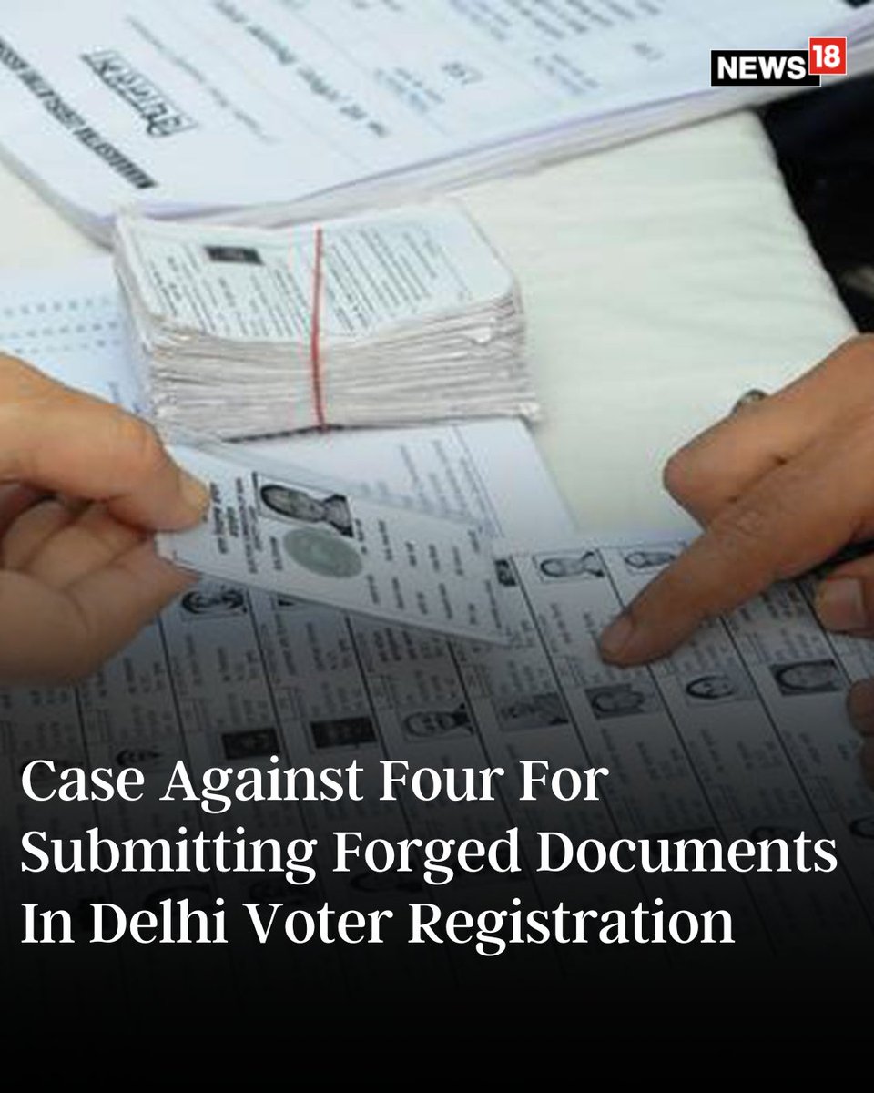 CNNnews18's tweet photo. A case has been registered against four people for using forged documents to manipulate voter registration in the Okhla Assembly Constituency, ahead of the Delhi polls.
#Okhla #DelhiElection2025 #FakeAlert #ScamAlert #Votingpoll
https://t.co/98QiqyPyii https://t.co/CzIV5uxcpx