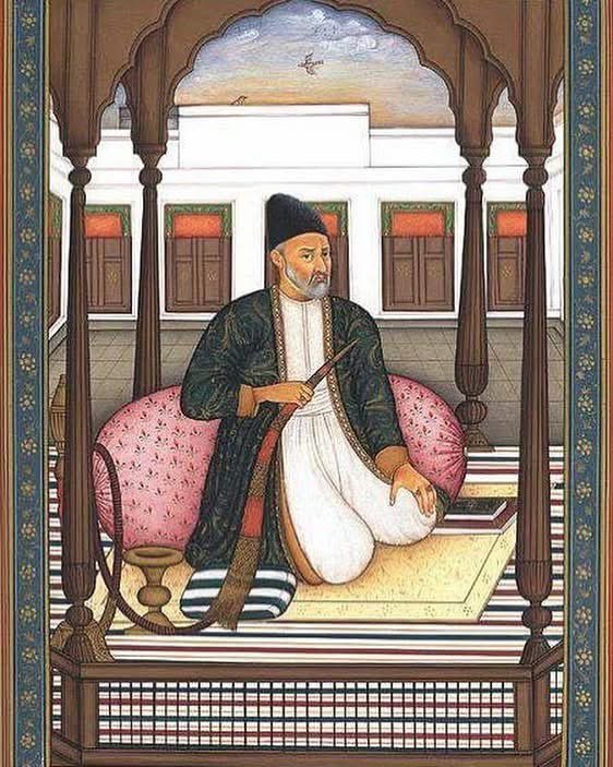 image: A portrait of Ghalib that was found by the British among Bahadur Shah's possessions after the Rebellion; it has been dated to 1856.

#Ghalib #birth anniversary