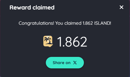 just claim and stake my P2E $island reward 
LFII
