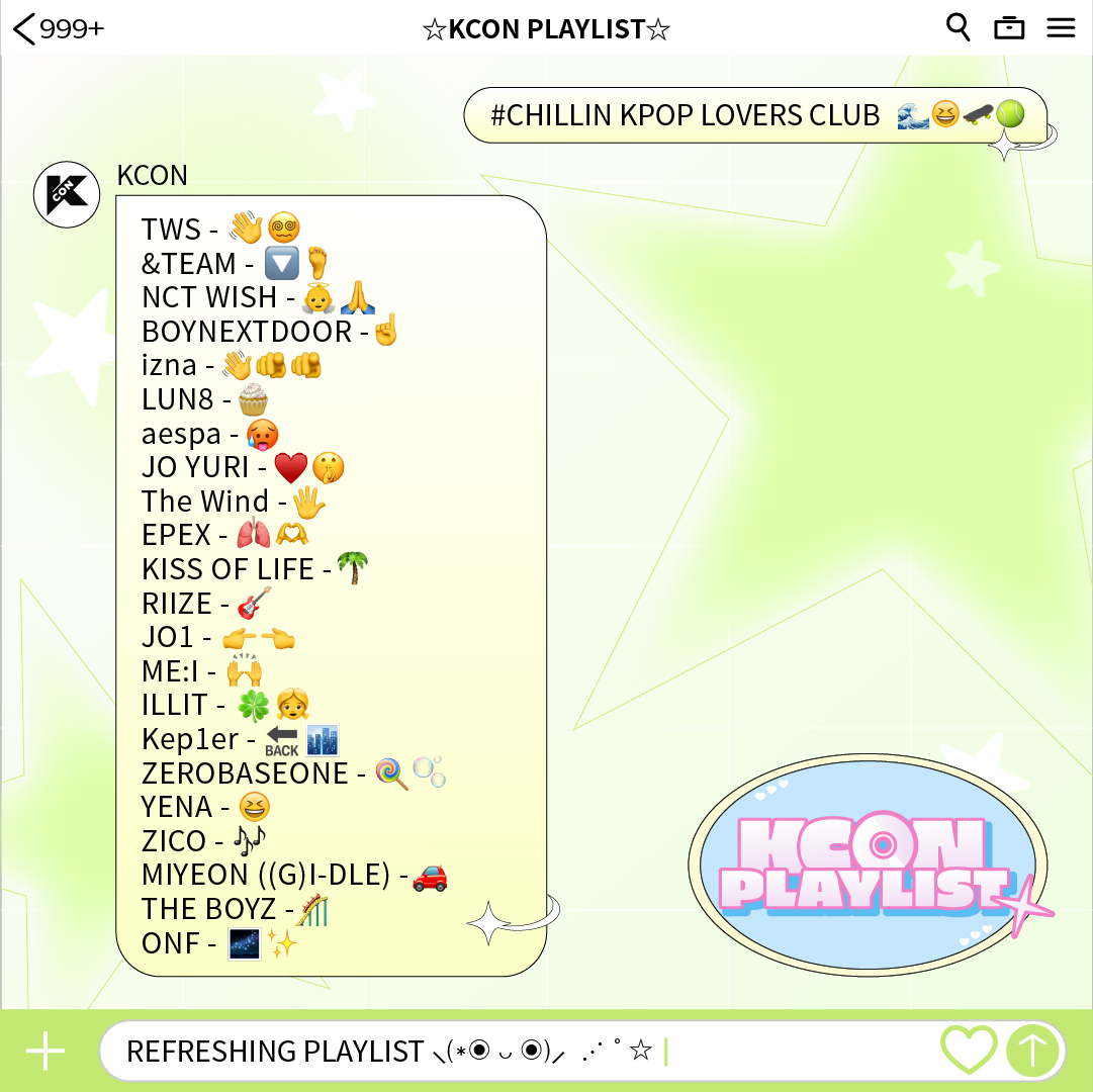[🎧KCON PLAYLIST]

Looking for #CHILLIN KPOP LOVERS CLUB

Here's the compilation of KCON stages that will make you feel REFRESHED!
I know you guys all love this mood 🌊🛹

Check out which songs I've picked🔽
bit.ly/3ZFVoD2