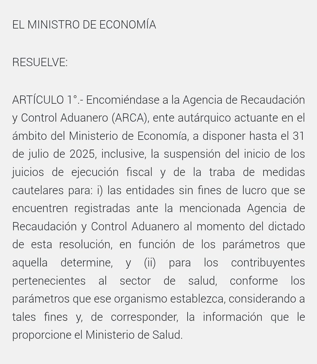 BlogDelContador's tweet photo. 🔴 VUELVEN LOS EMBARGOS A MIPYMES Y PEQUEÑOS CONTRIBUYENTES EN 2025

📌 Por resolución del MECON, se extiende hasta el 31 de julio de 2025 la suspensión de juicios y trabas de embargos pero únicamente para entidades sin fines de lucro y contribuyentes del sector de la salud. https://t.co/xzh4MgL9f0