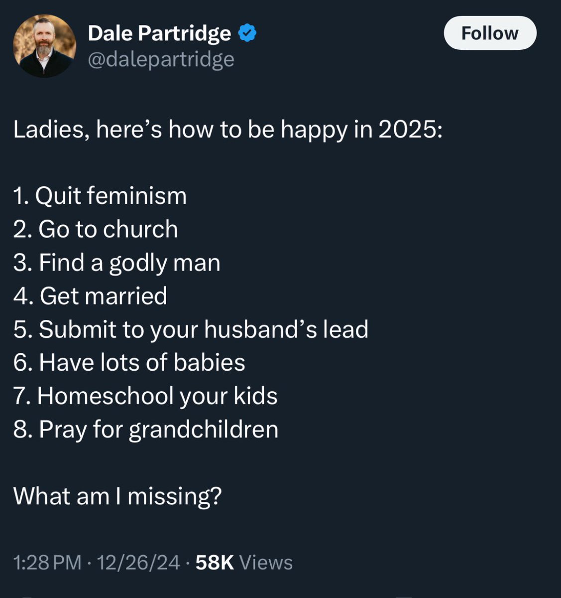 AllisonRFloyd's tweet photo. A clue. What you’re missing is a clue.

Super bored of men telling women what makes us happy and when we say “no actually it’s…” being told “No, you’re wrong.” https://t.co/exxWmOxQy9