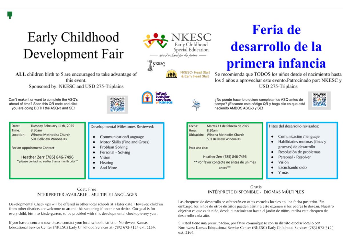 Mark your calendars for the first Early childhood developmental fair in 2025! This one will be in Winona Ks! See the flyer for more details