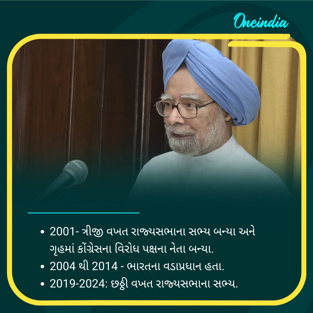 oneindiagujarat's tweet image. ડો. મનમોહન સિંહની શૈક્ષણિક અને રાજકીય સફર

#Manmohansingh #FormerPMManmohansingh #ManmohanSinghPassesAway #RIPManmohanSingh