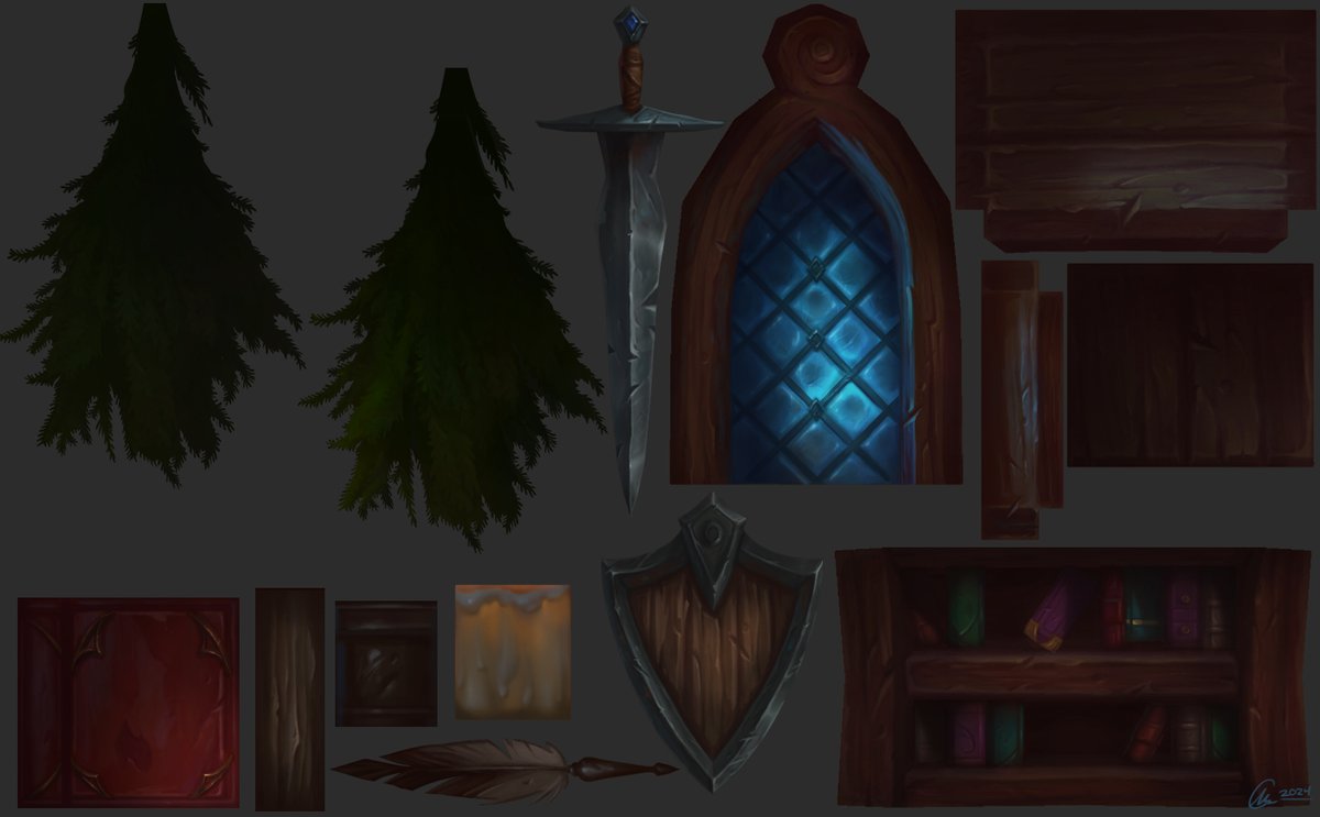 ItsAlexCreamer's tweet image. Here are some painted textures from my latest holiday project diorama =)