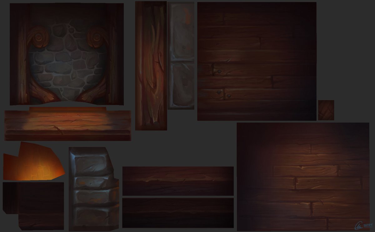 ItsAlexCreamer's tweet image. Here are some painted textures from my latest holiday project diorama =)