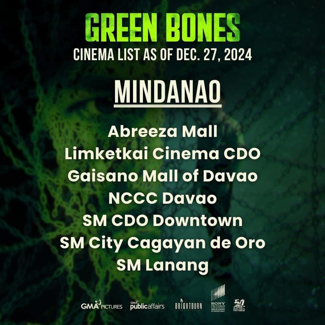 gmanetwork's tweet photo. MAS MARAMING TAO PA ANG MAKAKAPANOOD NG ‘GREEN BONES’

#GreenBonesMovie fever is on! 💚

Saang sinehan n’yo pa gustong mapanood ang ‘Green Bones’? 

Book your tickets now! https://t.co/q5A25SqJ9Q