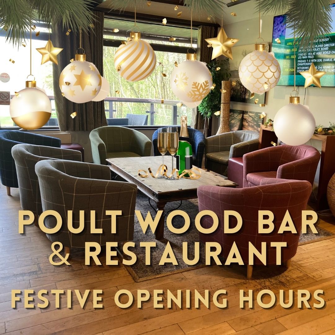 🎄 Festive Opening Hours at Poult Wood Bar &amp; Restaurant 🎄

•Fri 27th – Mon 30th Dec: Bar closes at 5pm

•Tues 31st Dec: Open 8am until our New Year’s Eve Party @ 7pm 🎉

•Wed 1st Jan: CLOSED

•Thurs 2nd Jan: Open until 5pm

Come join us for some festive cheer