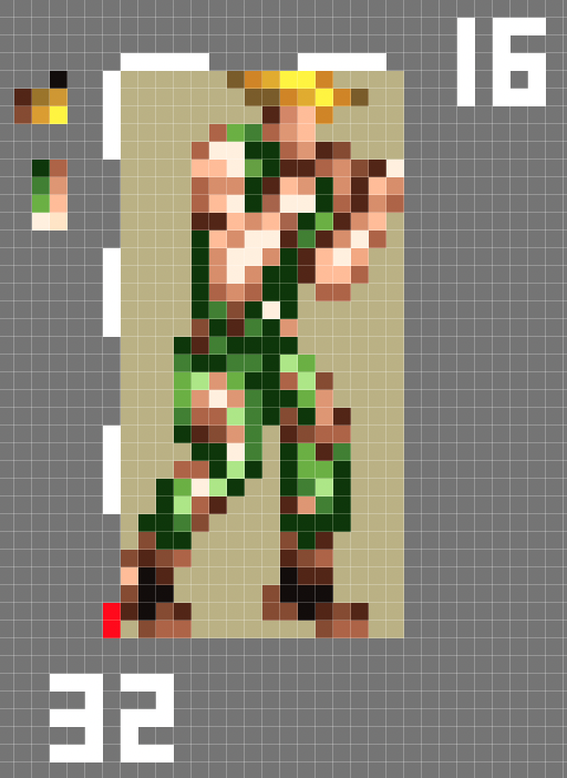 ドット絵3D、スト2のガイル ためしに正面だけ色置いてみる #ストリート