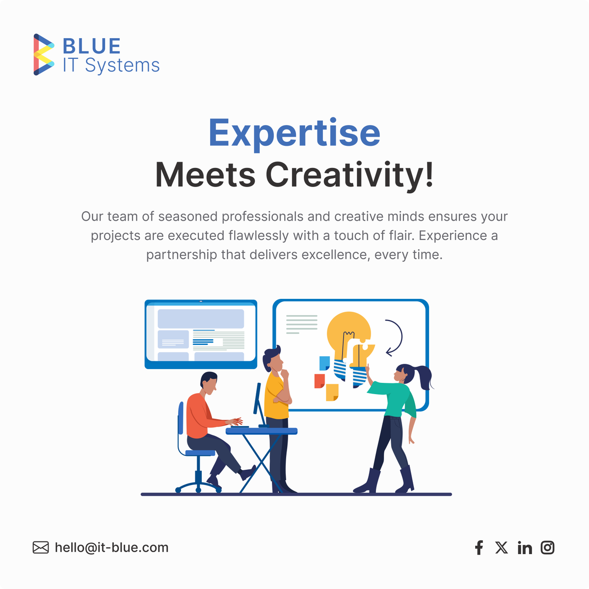 BlueITSystems's tweet photo. Blue IT Systems: Where Expertise Meets Creativity We believe in the power of collaboration and innovation. Our team is a unique blend of:​
✔️ Seasoned Professionals 
✔️ Creative Minds 
https://t.co/y6W670NzAX

#BlueITSolutions #InnovationMeetsExpertise #TechCreativity #Teamwork https://t.co/LPQV4tfVGz