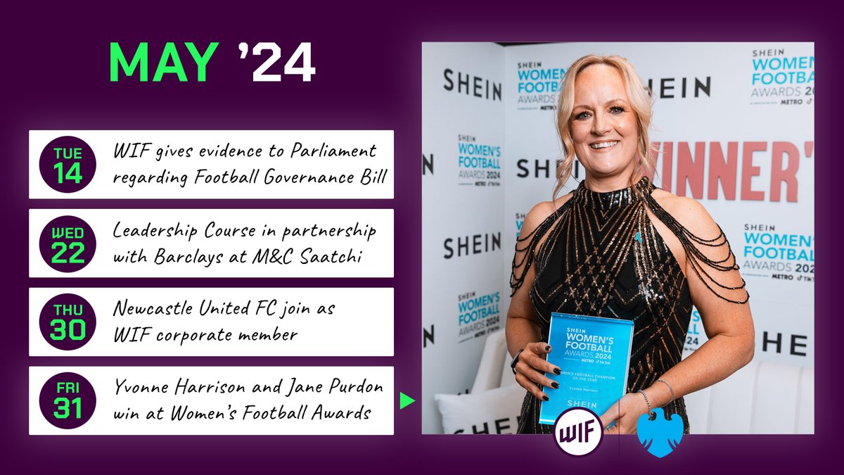 Women in Football (@womeninfootball) on Twitter photo In May 2024 we went to <a href="/UKParliament/">UK Parliament</a> to give evidence on the Football Governance Bill 🗣️
Our Leadership Course was hosted by <a href="/MCSaatchiSandE/">M&C Saatchi Sport & Ents LDN</a>, while <a href="/NUFC/">Newcastle United</a> joined us as a corporate member and <a href="/YvonneH147/">Yvonne Harrison</a> <a href="/JanePurdon/">Jane Purdon</a> won at the <a href="/_WFAs/">Women’s Football Awards</a> 🏆
#WomeninFootball In May 2024 we went to <a href="/UKParliament/">UK Parliament</a> to give evidence on the Football Governance Bill 🗣️
Our Leadership Course was hosted by <a href="/MCSaatchiSandE/">M&C Saatchi Sport & Ents LDN</a>, while <a href="/NUFC/">Newcastle United</a> joined us as a corporate member and <a href="/YvonneH147/">Yvonne Harrison</a> <a href="/JanePurdon/">Jane Purdon</a> won at the <a href="/_WFAs/">Women’s Football Awards</a> 🏆
#WomeninFootball