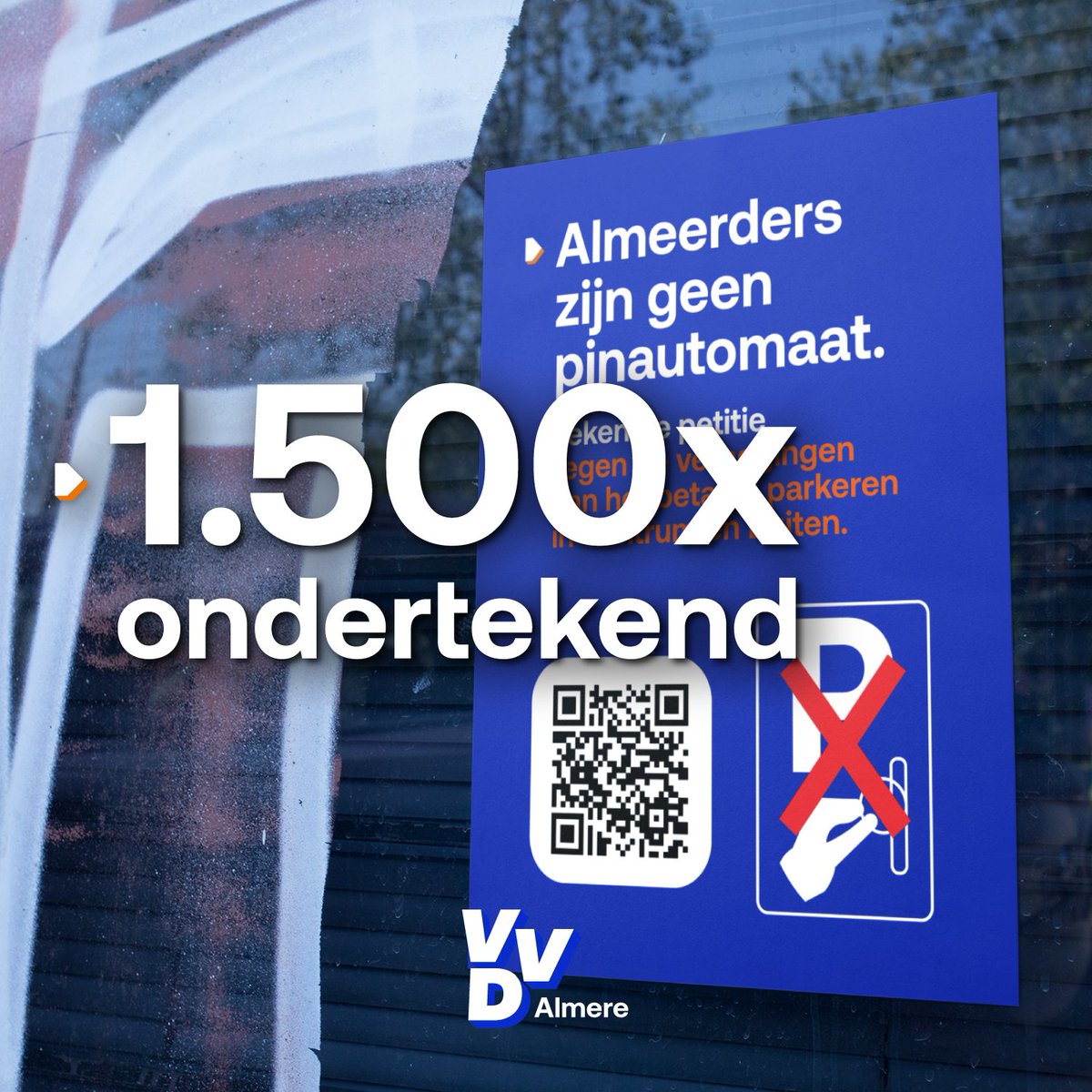 1.500x ondertekend! ✍️

Het stadsbestuur van PvdA, GroenLinks, D66, PvdD, SP, CDA en Leefbaar Almere wil de #parkeertarieven met 17% tot wel 50% verhogen. Onacceptabel! 

Laat weten dat parkeren betaalbaar moet blijven voor iedereen. 

Teken de petitie 👉 parkereninalmere.petities.nl