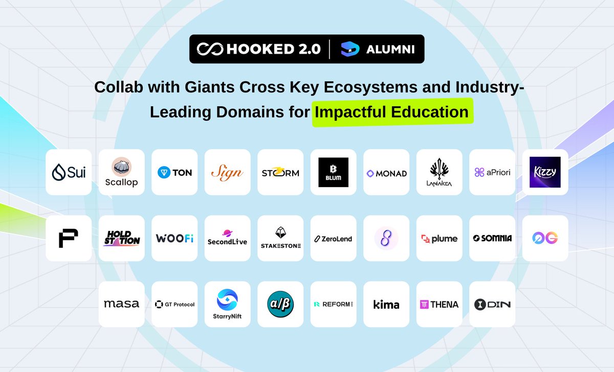 HookedProtocol's tweet photo. #NewEraofHOOKED #HookedNewsFlash

Hooked Alumni System: Co-building Web3 Education with Unified Ecosystem to Empower Web3 mastery!

🔥 In an epic collaboration spanning Web3 key ecosystems including #Sui Ecosystem with @SuiNetwork, @Scallop_io, #TON Ecosystem with @ton_blockchain, , @ethsign, @storm_trade_ton, @blumcrypto, #Monad ecosystem with @monad_xyz, @kizzymobile, @LaniakeaGame, @aprMEV, #ZkSync Ecosystem with @zkPass, @HoldstationW, @SecondLiveReal, @_WOOFi, @zerolendxyz, @syncswap

🔥 Embrace trending domains like #Chains & #Networks with @plumenetwork, @Somnia_Network, #AI with @0G_labs, @getmasafi, @GT_Protocol, @StarryNift, and @din_lol_, #Gamefi with @AlphaOrBeta_FUN, and #Defi with @ReformDAO, @KimaNetwork, @ThenaFi_ and @Stake_Stone

🚀 These giants have propelled Hooked 2.0 journey of Web3 mastery to unprecedented heights!

📣 Shoutout to these giants below for the dedicated support for global Web3 innovation!