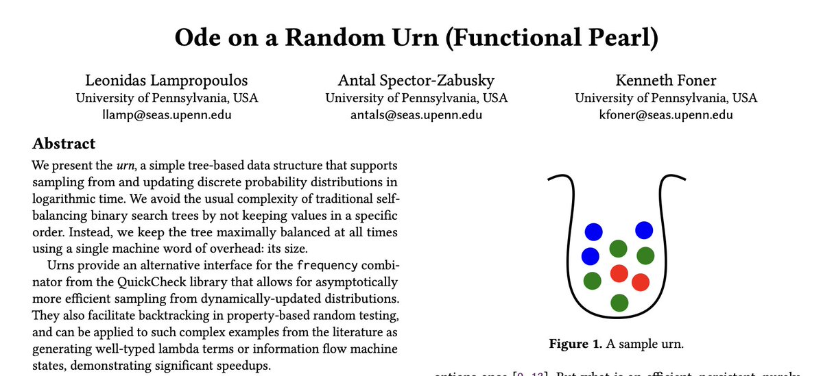Fun side project: implemented Urns in Rust! Urns are a persistent data structure for efficient random sampling (eg for property-based testing). 

They were introduced in this nice Functional Pearl, and I learned a lot porting the Haskell code to Rust!

github.com/ngernest/urn-rs
