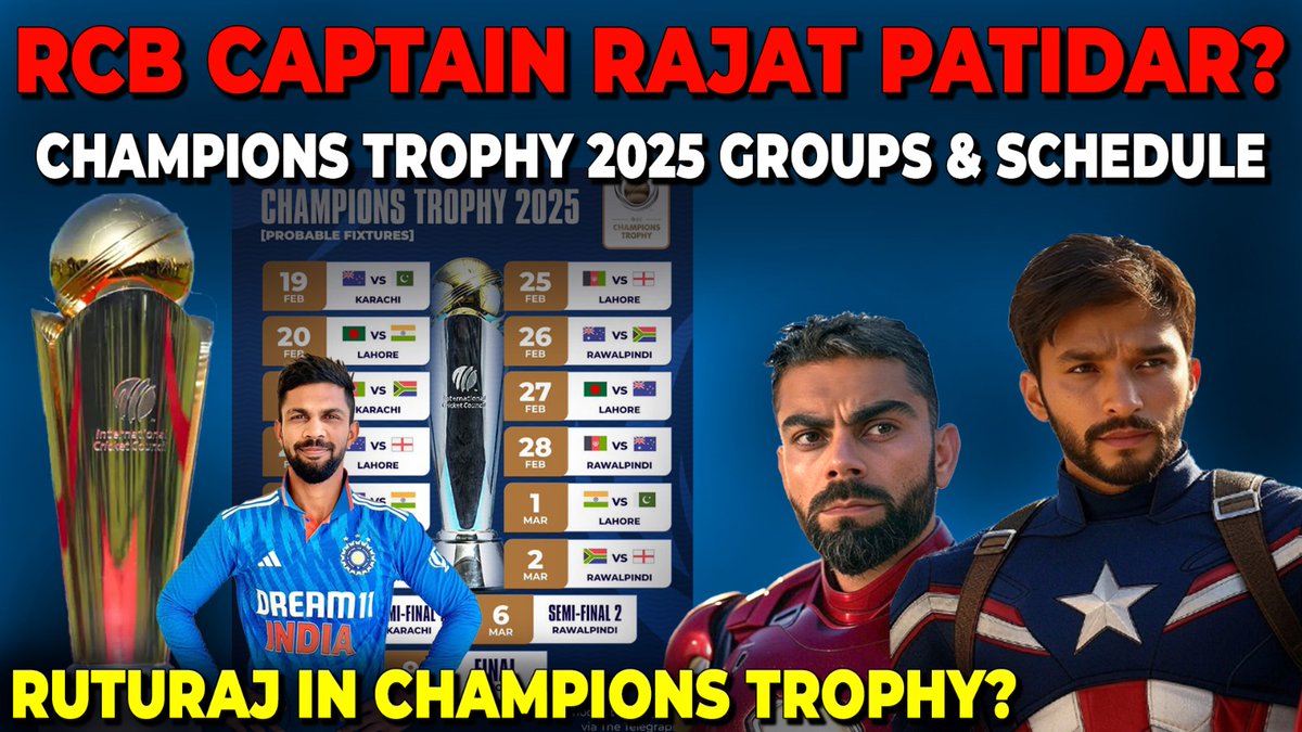 vilayaattu's tweet image. RCB Captain Update ⁉️ Champions Trophy 2025 Schedule &amp;amp; Fixtures | allinallsportz 

 CLICK  ▶️  youtu.be/wWufMcOBwNE

#rcb  #captainupdate #trophy  #championstrophy2025   #fixtures  #rcbfans  #viratkohli  #allinallsportz #sportsnews