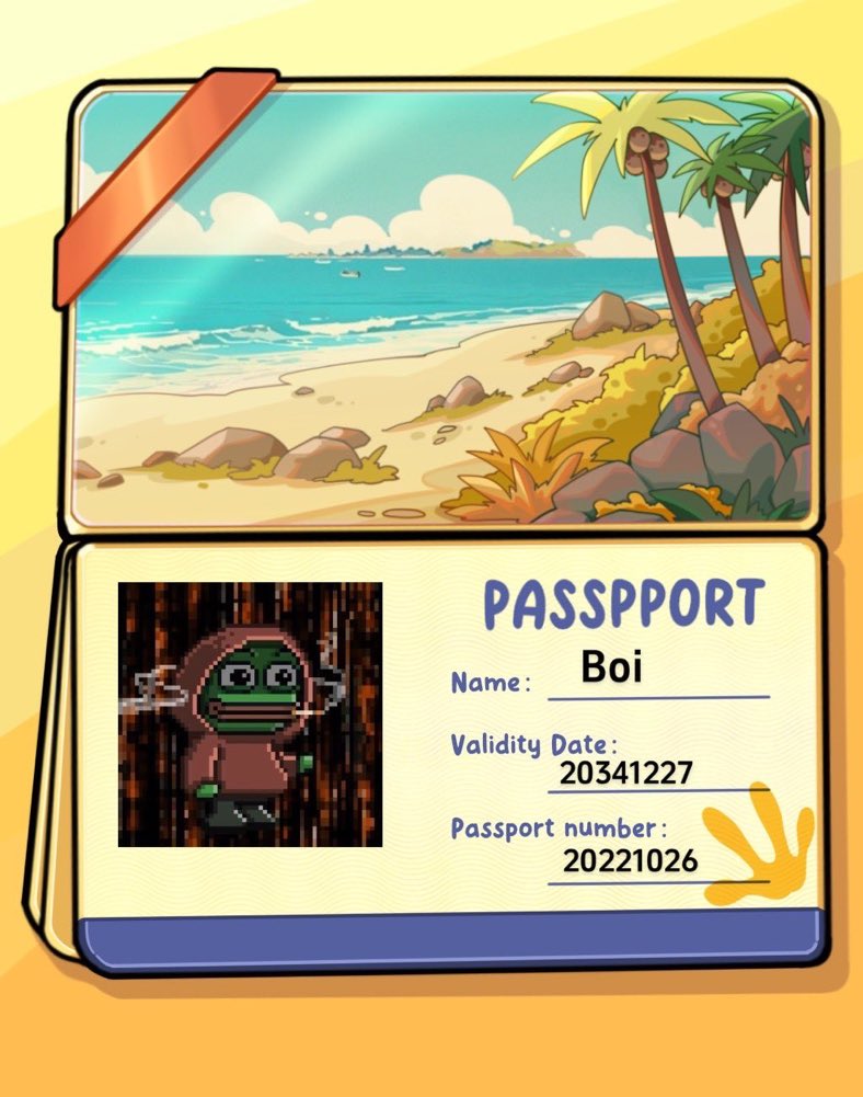 Just got this <a href="/MelancholyJimmy/">Jimmy</a> passport 👀

Free mint meme project related to <a href="/ChameleonTravel/">Chameleon.Travel</a> coming soon 

I got a some WLs to give out to <a href="/BoisAlpha/">BoiLabs</a> 

Should cook, who still needs a spot?