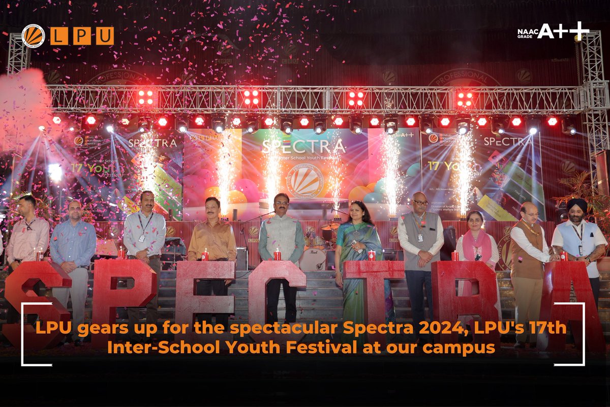 MivaanDave's tweet photo. LPU's 17th Inter-School Youth Festival, Spectra 2024, has officially kickstarted with lots of excitement and thrill at our #LPUCampus! https://t.co/hne7UYpsn8