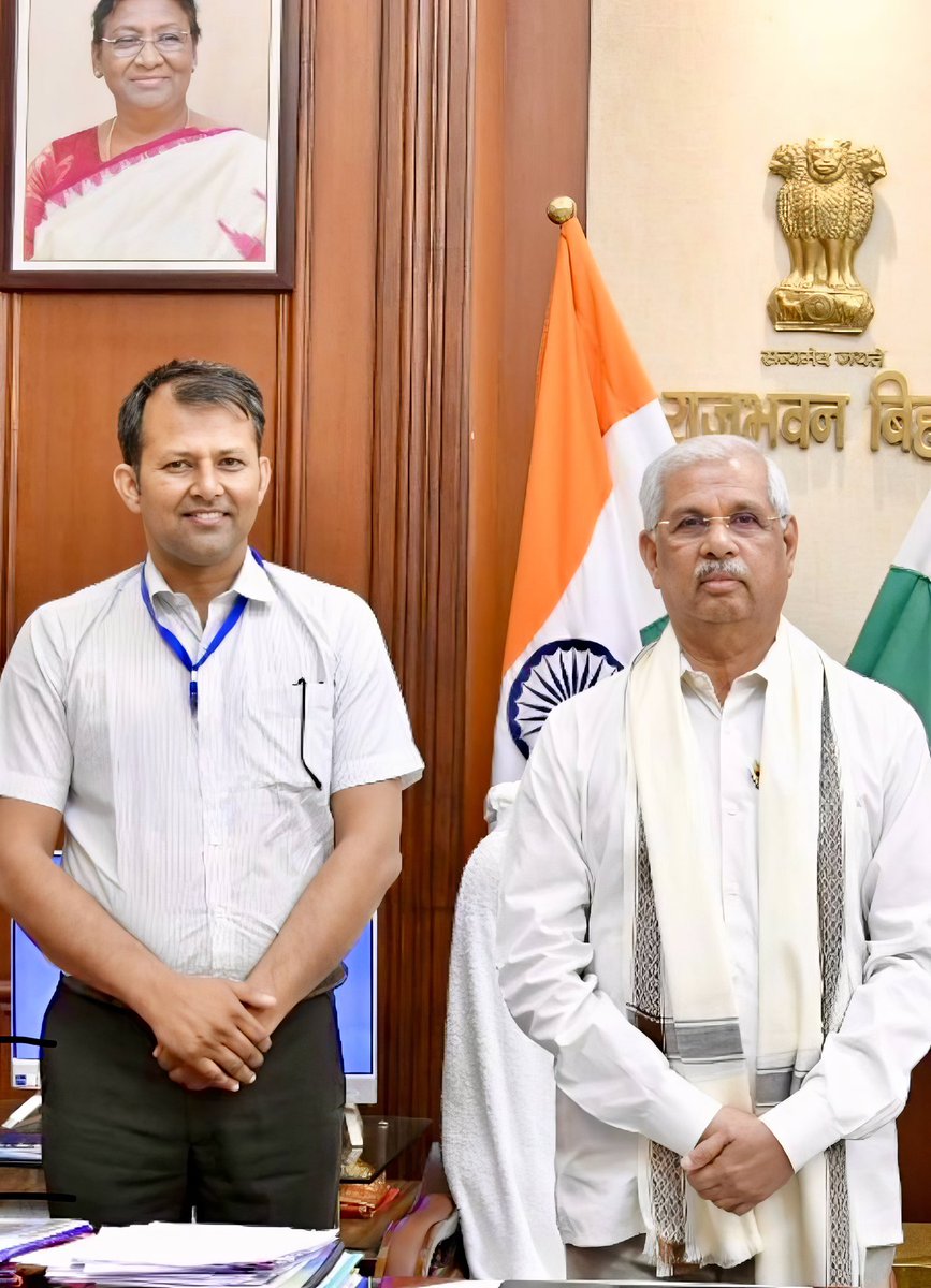 Gratitude to Shri Rajendra Arlekar Ji for his dedicated service as the Governor of Bihar. As governor, he was always accessible &amp; supportive. It was an honor meeting him on multiple occasions, his wisdom &amp; vision left a lasting impression. Best wishes for his future endeavours.🙏🏻