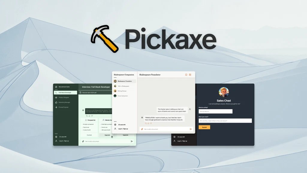 PANIhq's tweet image. Pickaxe - Pickaxe is a no-code platform that helps you build, deploy, and monetize AI tools to leverage the AI creator economy.

👉 Grab Pickaxe now: l.groww.one/as-pickaxe