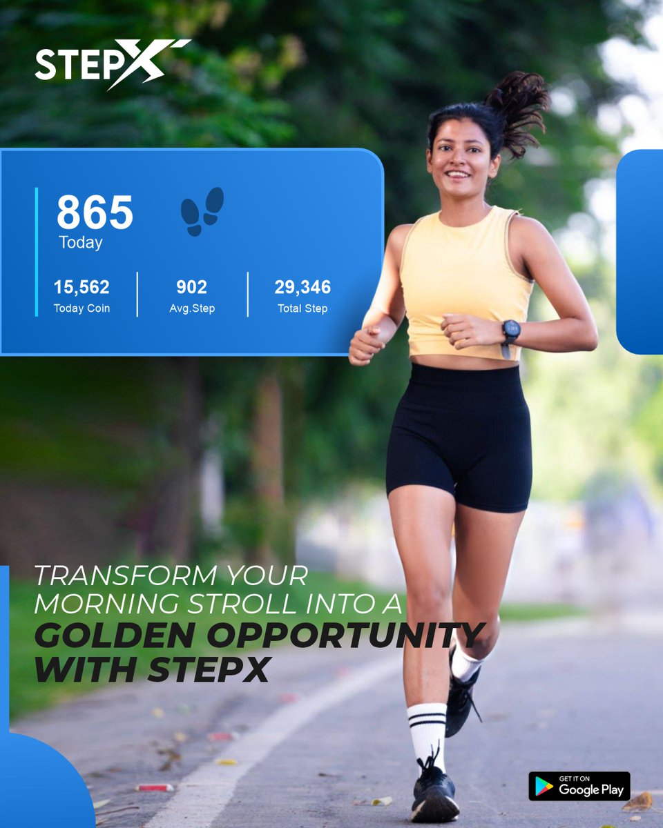 Stepxhealth's tweet image. Transform your morning stroll into a golden opportunity with Stepx! Every step you take brings you closer to a healthier, wealthier you. With Stepx, it’s not just about walking; it’s about walking towards your dreams.

#TransformYourDay #StepIntoGold #FitnessGoals