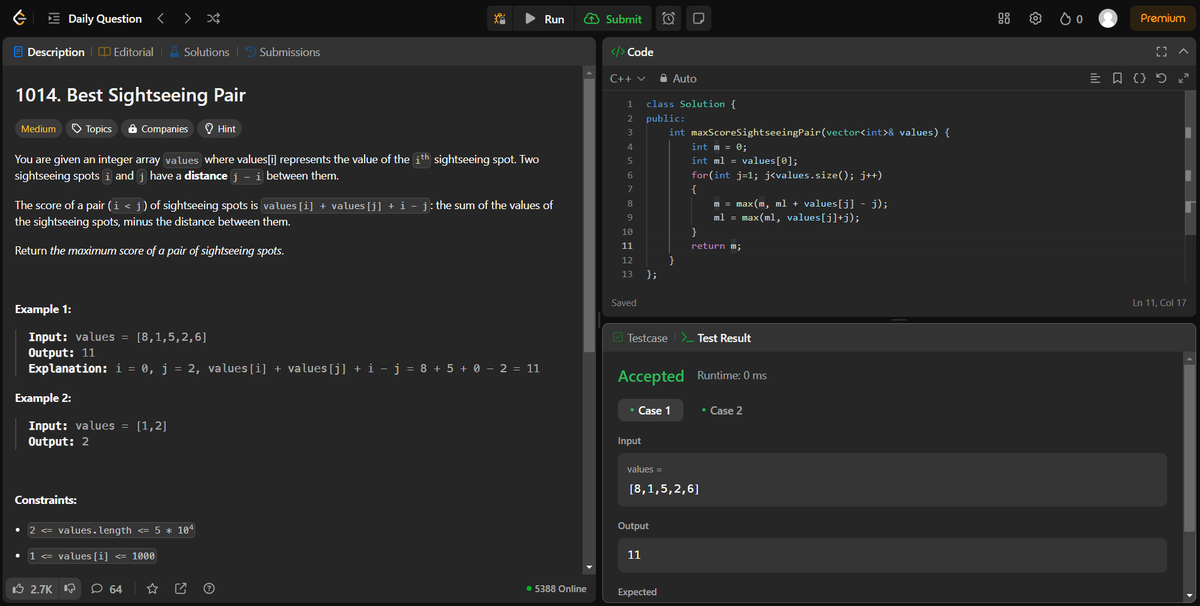 arav_mahind's tweet image. #Day16 of #30daysProductivityChallenge 

-- 📍Solved array related questions 
-- 💻Leetcode 
   - 1014. Best Sightseeing Pair 
   - 121. Best Time to Buy and Sell Stock 
   - 122. Best Time to Buy and Sell Stock II
   - 55. Jump Game 

#100DaysOfCode #buildinpublic #dsa #LeetCode