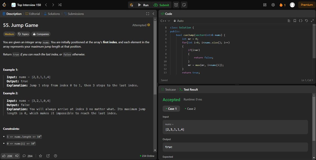 arav_mahind's tweet image. #Day16 of #30daysProductivityChallenge 

-- 📍Solved array related questions 
-- 💻Leetcode 
   - 1014. Best Sightseeing Pair 
   - 121. Best Time to Buy and Sell Stock 
   - 122. Best Time to Buy and Sell Stock II
   - 55. Jump Game 

#100DaysOfCode #buildinpublic #dsa #LeetCode