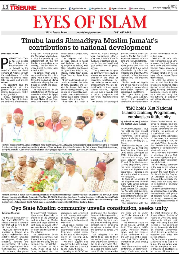ROQIB AKINYEMI (@roqibtunde) on Twitter photo Thank you Mr. President <a href="/officialABAT/">Bola Ahmed Tinubu</a> for this. The SSA <a href="/AjimobiIdris/">Idris Bolaji Ajimobi</a> represented you very well, we enjoyed his stay with us, and we felt the Presidency. We look forward to receiving you physically at the Conference in 2025 Insha'aAllah, Sir.
Nigeria will succeed. Aameen Thank you Mr. President <a href="/officialABAT/">Bola Ahmed Tinubu</a> for this. The SSA <a href="/AjimobiIdris/">Idris Bolaji Ajimobi</a> represented you very well, we enjoyed his stay with us, and we felt the Presidency. We look forward to receiving you physically at the Conference in 2025 Insha'aAllah, Sir.
Nigeria will succeed. Aameen