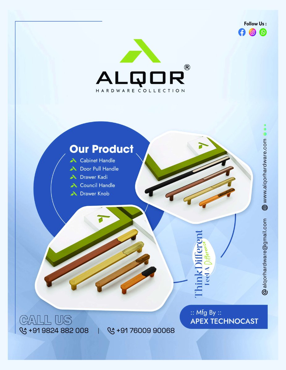 clue_hardware's tweet image. Explore via Whatsaap bit.ly/3YN0q01 

Upgrade your space with ALQOR&apos;s premium hardware collection. Quality craftsmanship for every touchpoint.

Contact
Apex tecnocast
📞 +91 9824 882 008
📞 +91 76009 90068

#ALQORHardware #CabinetHandles #DoorPulls #DrawerKnobs #Home