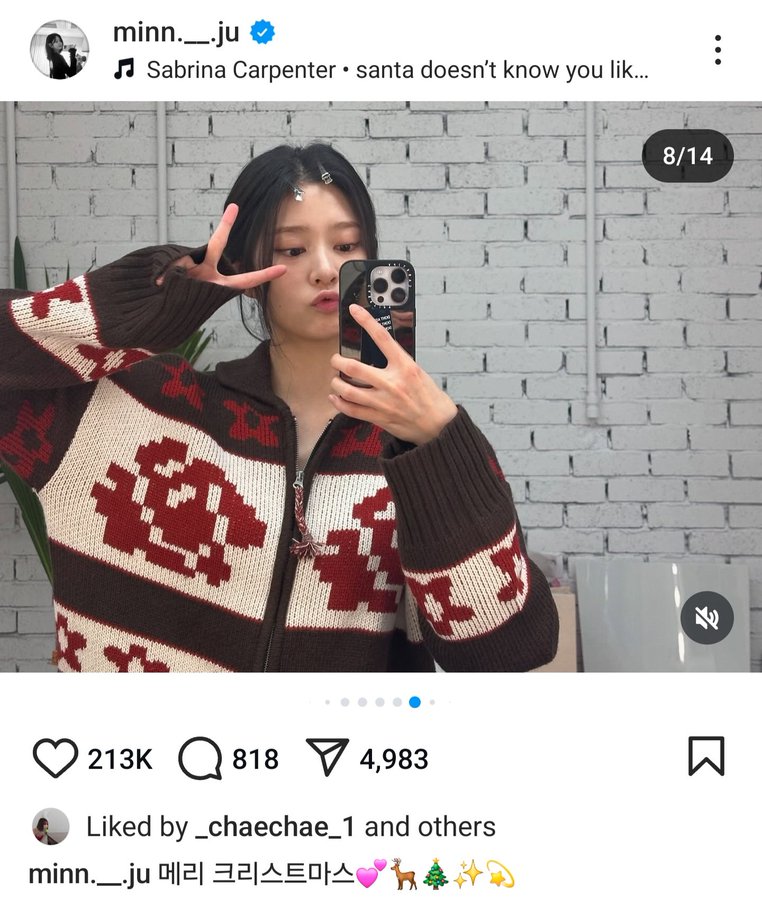 chaewon liked minju's ig post