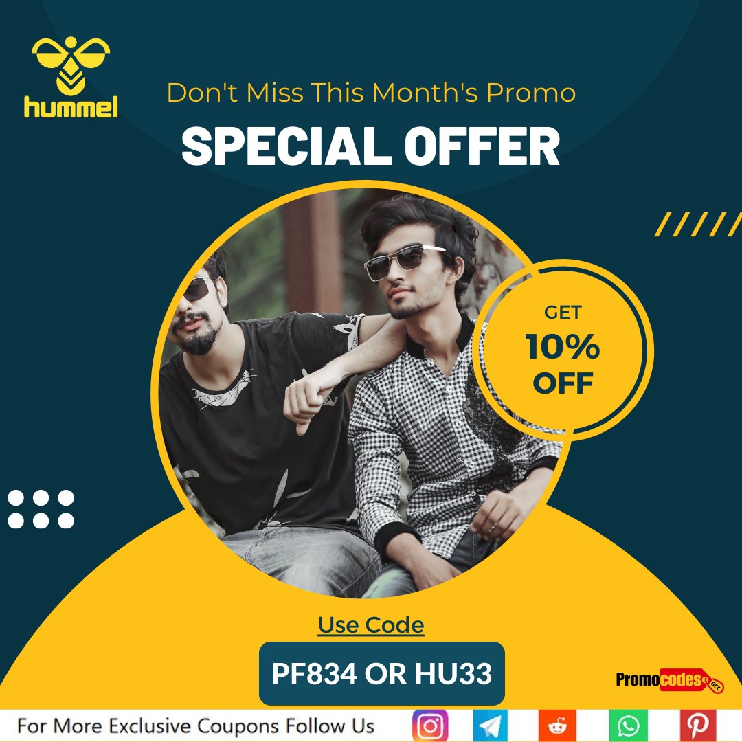 promocodesgcc's tweet image. 🎉 Step Up Your Game with Hummel! 🎉
⚽ Get 10% OFF on premium sportswear and gear! Use coupon codes PF834 or HU33 at checkout and enjoy exclusive savings.
#hummel #fashion #Discounts #couponcode #offer #uae #uaeoffers #exclusive #exclusiveoffer #postoftheday #promocodesgcc
