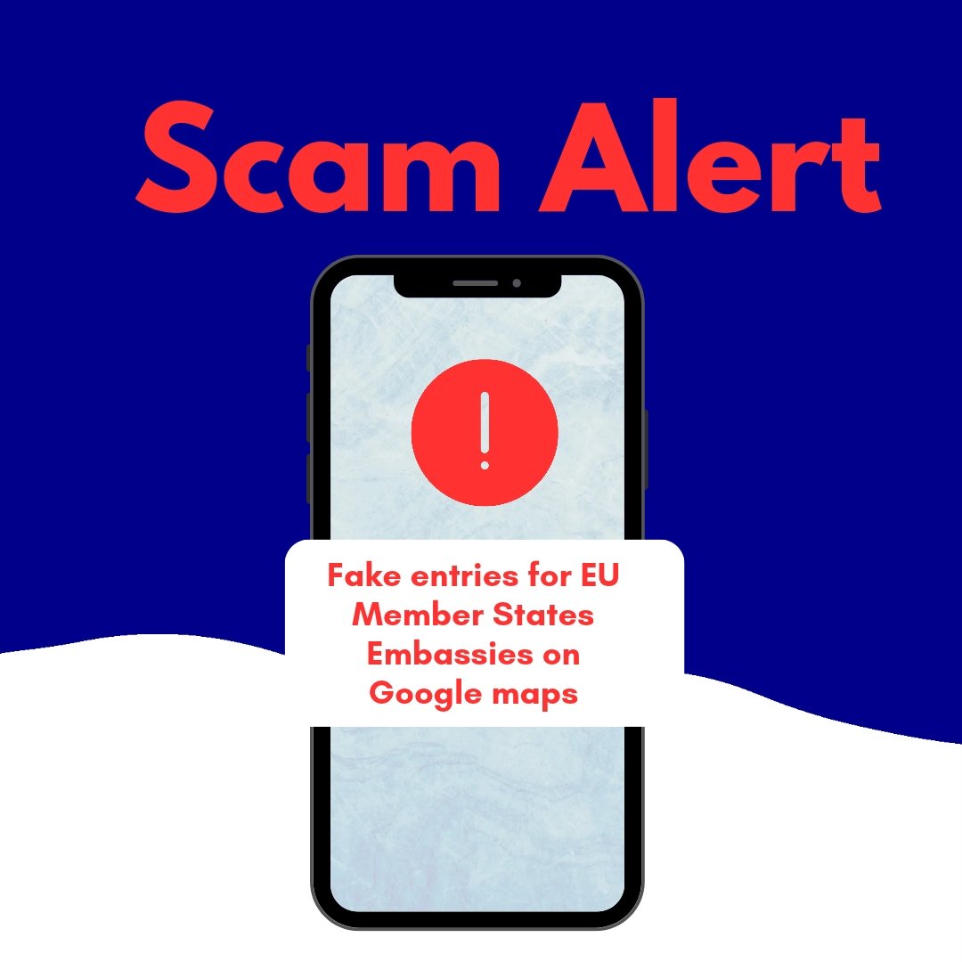 EUPakistan (@eupakistan) on Twitter photo 📣 EU diplomatic missions in Islamabad have observed fake entries for Member States embassies in Google Maps, with misleading information about visa and consular appointments, including fake telephone numbers.
This is a serious scam by criminal organizations.
🧵 1/2 <a href="/RKionka/">Riina Kionka</a> 📣 EU diplomatic missions in Islamabad have observed fake entries for Member States embassies in Google Maps, with misleading information about visa and consular appointments, including fake telephone numbers.
This is a serious scam by criminal organizations.
đź§µ 1/2 <a href="/RKionka/">Riina Kionka</a>