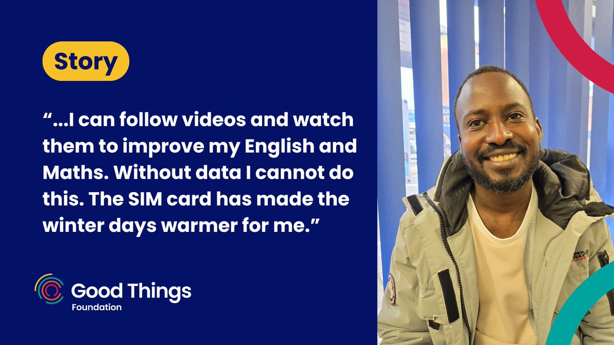 Good Things Foundation (@goodthingsfdn) on Twitter photo Before Alsadiq received a SIM card from the National Databank, he felt "very lost."
Thanks to <a href="/NDI_Network/">National Digital Inclusion Network</a> member Learn for Life Enterprise, Alsadiq is now connected and using the free data to improve his skills.
Read his story at bit.ly/3P7931i Before Alsadiq received a SIM card from the National Databank, he felt "very lost."
Thanks to <a href="/NDI_Network/">National Digital Inclusion Network</a> member Learn for Life Enterprise, Alsadiq is now connected and using the free data to improve his skills.
Read his story at bit.ly/3P7931i