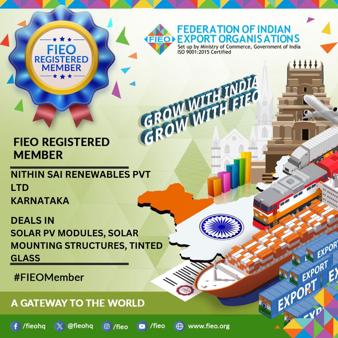 FieoHq's tweet photo. π#FIEO extends a warm welcome to M/s Nithin Sai Renewables Pvt Ltd, Karnataka as our newest member!
Join our dynamic community & unlock a world of trade opportunities.
To learn more about FIEO membership, schedule a call with our team: https://t.co/vDgj7TosbB
#FIEOMember https://t.co/BEuq3JWM2M
