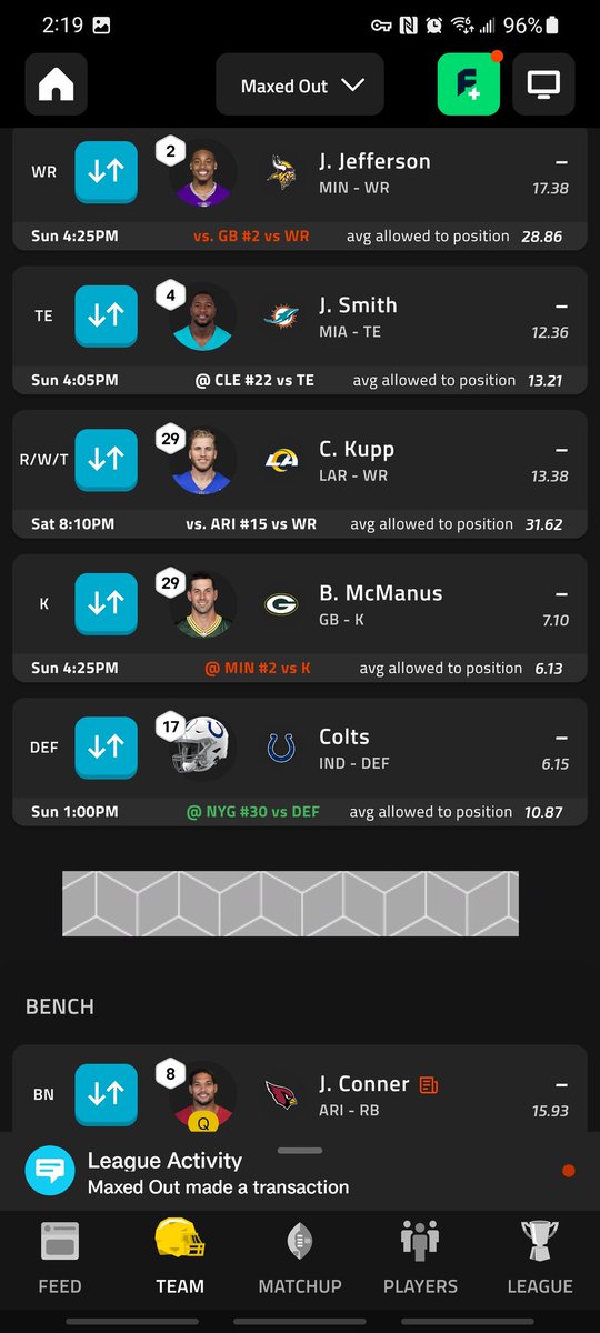PizzlePii's tweet photo. @NFLFantasy I had Adam thielen in flex but now he is questionable 🤷🏾‍♂️ #NFL #Fantasyfootball #Superbowl https://t.co/Uej1C35v3j