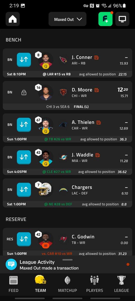 PizzlePii's tweet photo. @NFLFantasy I had Adam thielen in flex but now he is questionable 🤷🏾‍♂️ #NFL #Fantasyfootball #Superbowl https://t.co/Uej1C35v3j