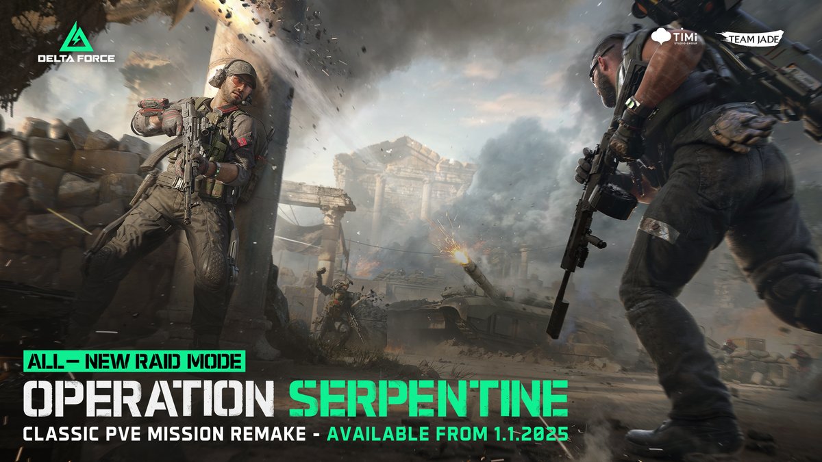 Introducing our brand new Raid Mode - featuring explosive PvE action in the style of classic #DeltaForce games💥

First up is Operation Serpentine🐍
Choose your gear wisely, as this dangerous mission will push you and your squad to the limit!

Operation Serpentine is available