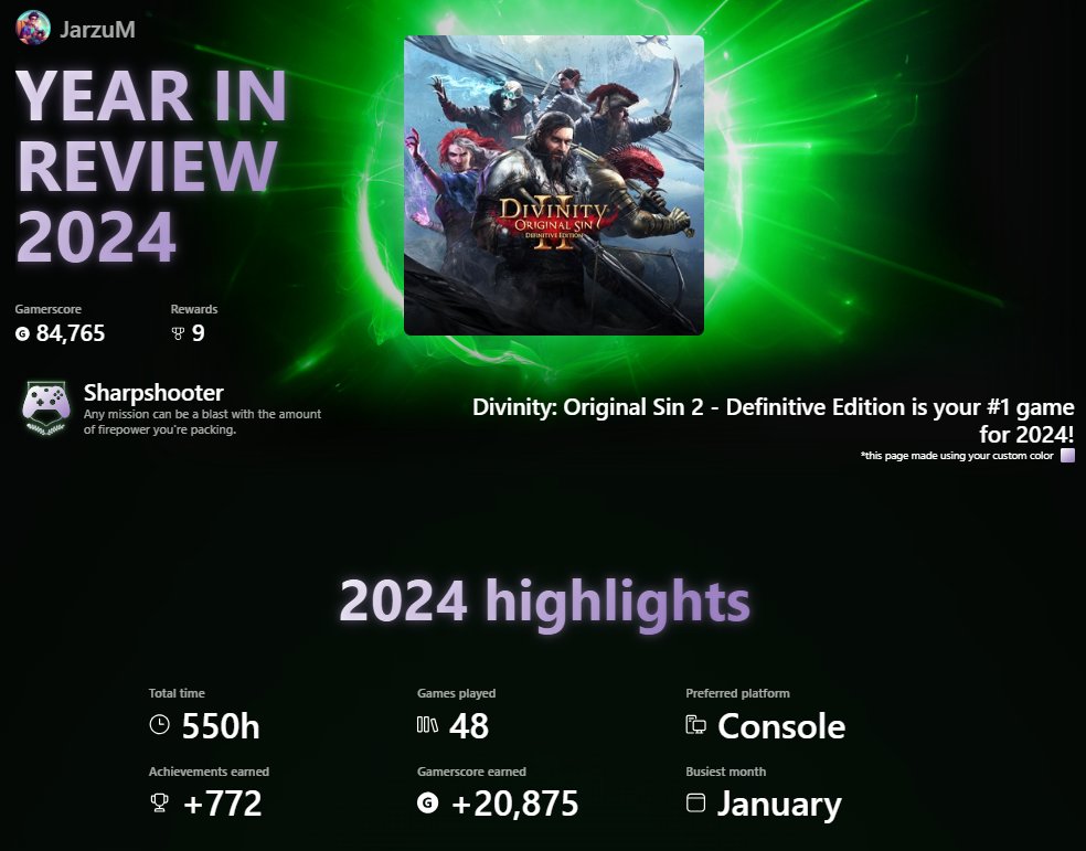 Jarzu's tweet photo. Xbox #YearInReview 2024 https://t.co/UK209ZBANP