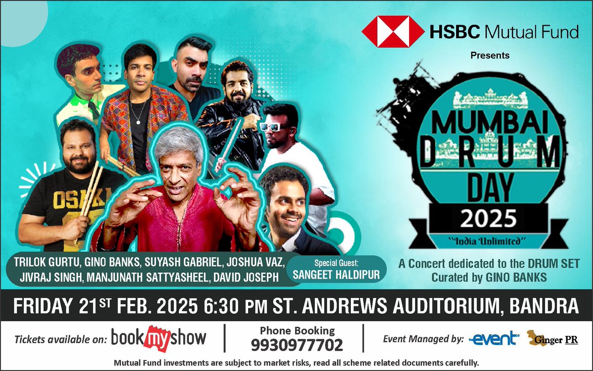 mumbaidrumday's tweet photo. Mumbai Drum Day 2025 - India Unlimited 
promises to be an exhilarating event, curated by the talented Gino Banks. This year’s lineup features a diverse group of renowned drummers from across India - 

https://t.co/J4rNZfFQsh https://t.co/hmfKmNYKeN