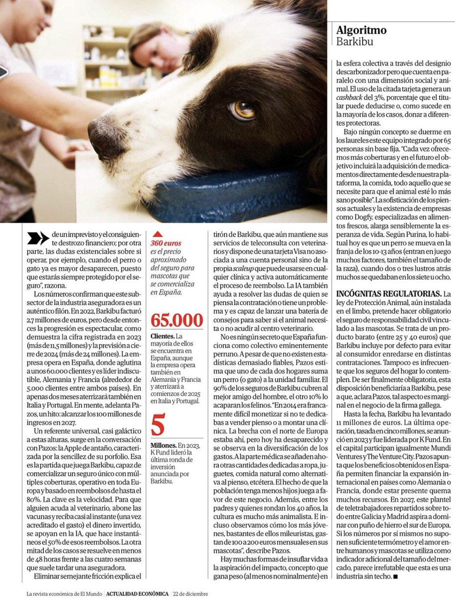 "Esa es la partida que juega <a href="/Barkibu/">Barkibu</a> capaz de comercializar un seguro único con múltiples coberturas, operativo en todo Europa. La clave es la velocidad."
elmundo.es/economia/empre…