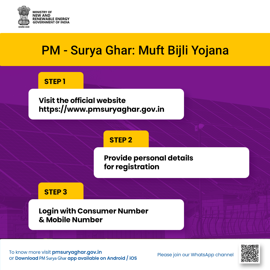 PMSuryaGhar's tweet photo. Swipe, enroll, and save with solar!

Follow these simple steps to enroll in the PM - Surya Ghar: Muft Bijli Yojana and enjoy free electricity!

Switch to solar today: https://t.co/APHRIqZimo

@mnreindia @RECLindia https://t.co/IKUGUUOi3z