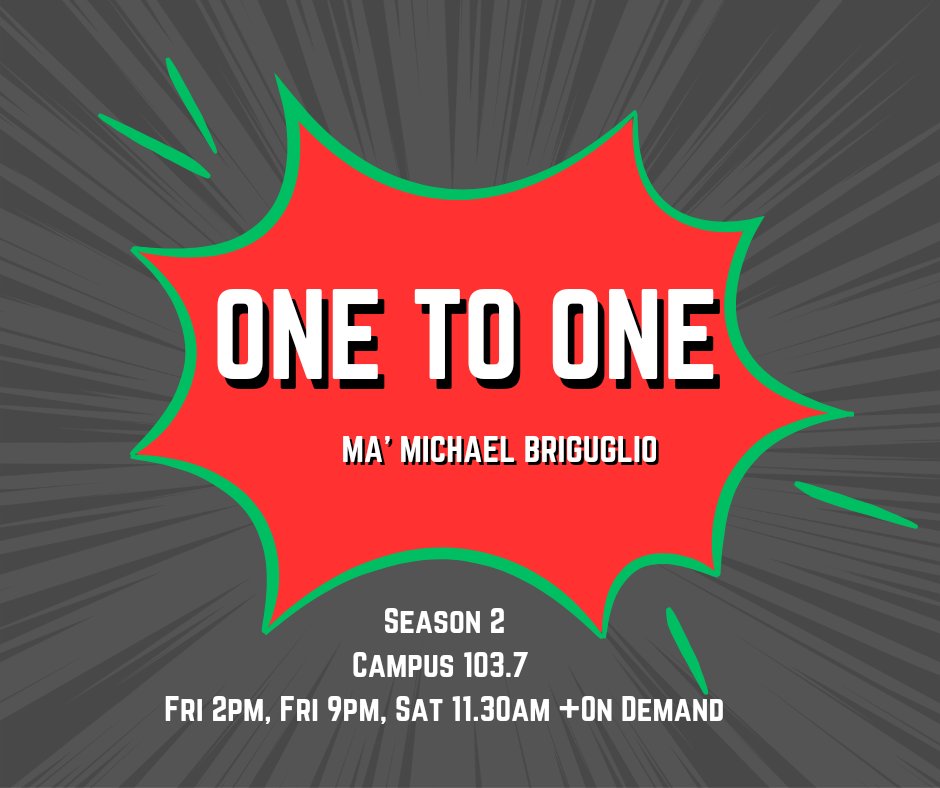 #Today #OneToOne #Discussion #Malta

um.edu.mt/services/campu…

📻103.7FM | DAB+ | Campus 103.7 - L-Università ta' Malta