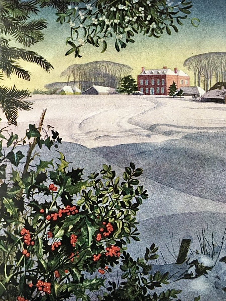 Other work by the Ladybird artists. 
‘December’. 
Shell Guide (1955)
Artists: Edith Hilder, Rowland Hilder