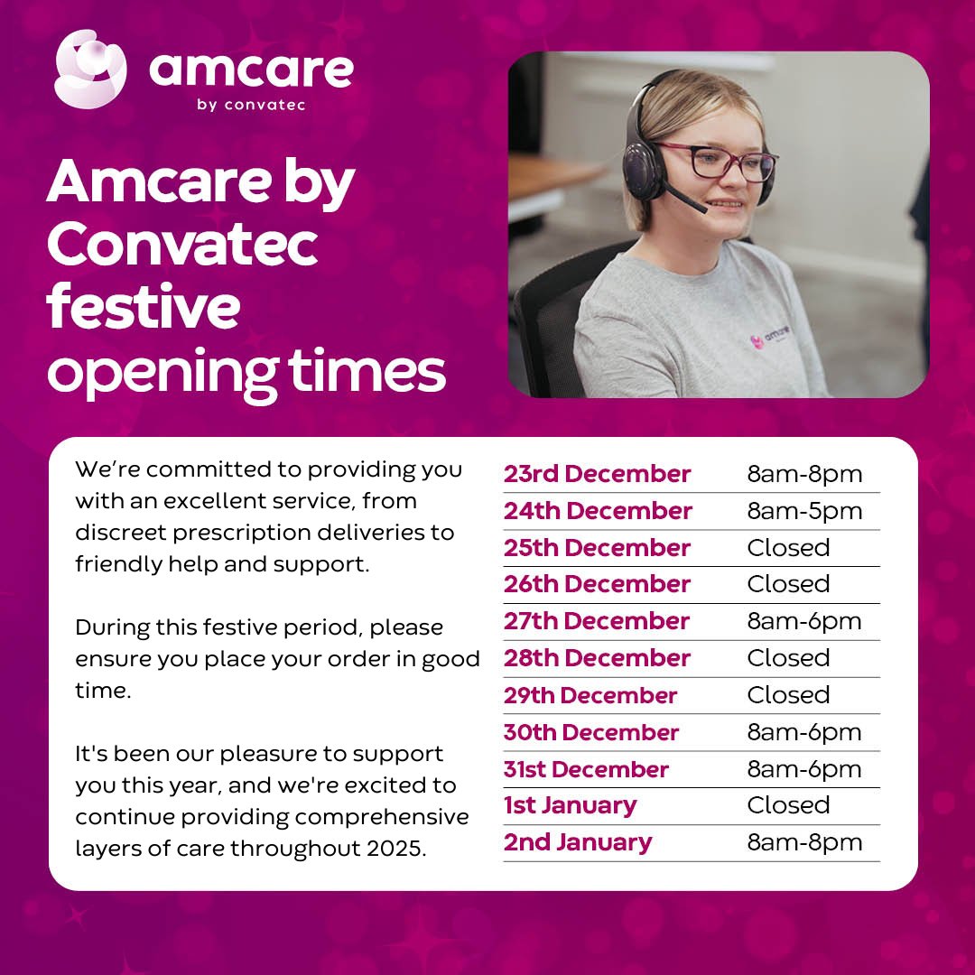 Amcare by Convatec (@amcareconvatec) on Twitter photo We hope that everyone who celebrates has had a wonderful Christmas and restful Boxing Day!
*Don't forget, we are open today, 8am-6pm!*
💻 Speak to the team via live chat at amcarebyconvatec.com
📱 Call us on 0800 88 50 50
📧 Email us at enquiry@amcaregroup.co.uk We hope that everyone who celebrates has had a wonderful Christmas and restful Boxing Day!
*Don't forget, we are open today, 8am-6pm!*
💻 Speak to the team via live chat at amcarebyconvatec.com
📱 Call us on 0800 88 50 50
📧 Email us at enquiry@amcaregroup.co.uk