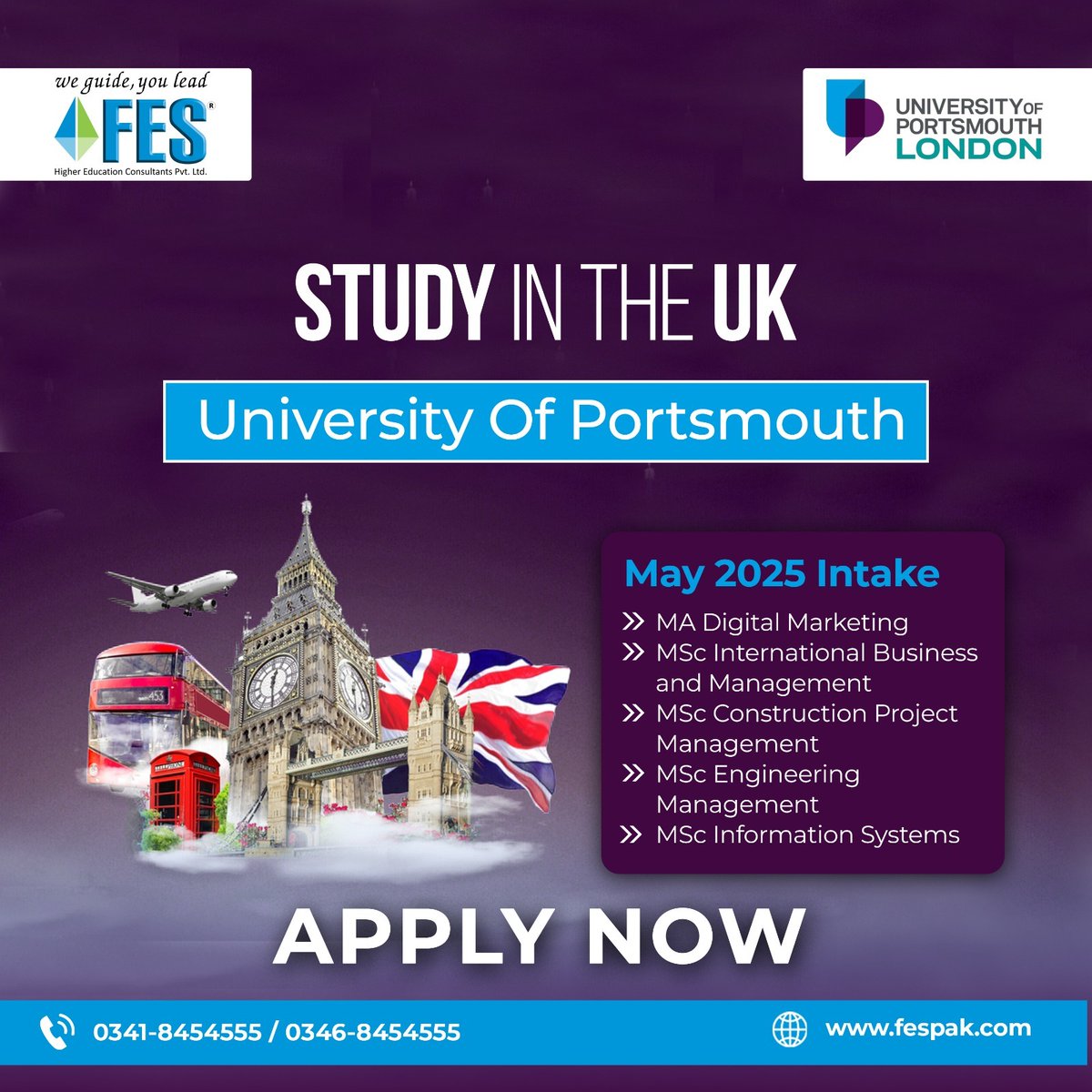 FESPakistan's tweet image. Looking for postgraduate courses? That too in London? University of Portsmouth is your way to go forward. Apply now for the May 2025 Intake!

📞 0341-8454555 | 0346-8454555

We Guide You Lead
fespak.com

#fes #fes2024 #fesconsultants #studyabroad #London…