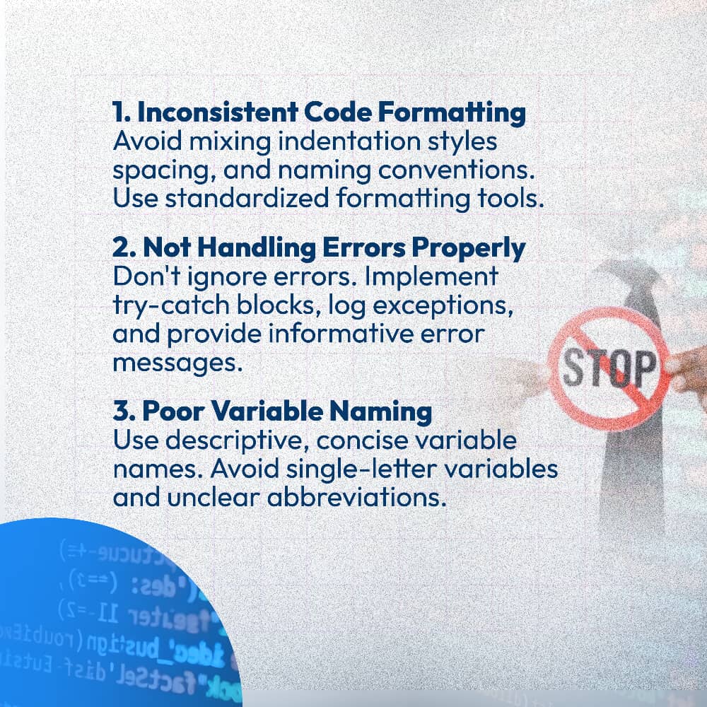 ScnipCapitol's tweet image. Avoid common coding pitfalls!
Learn from these 3 frequent mistakes to improve your coding skills.
#coding #codingerrors #techgeek #codinglife #ilovecoding