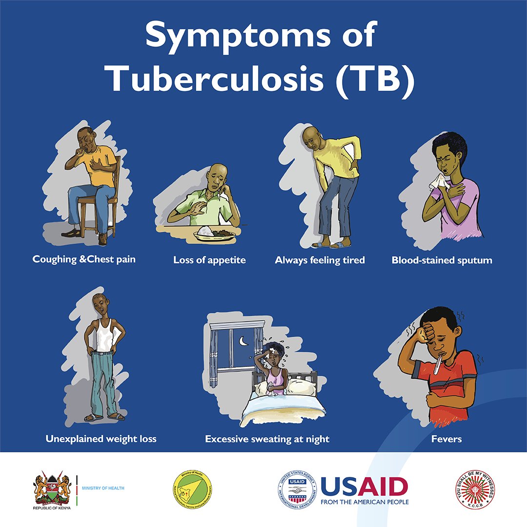 TB can affect every part of the body, among them the brain, kidneys, and spine. A person with TB can die if they do not get treatment. 

#EndTB #KomeshaTB 
<a href="/USAIDKenya/">USAID Kenya</a> <a href="/MOH_Kenya/">Ministry of Health</a> <a href="/NTLDKenya/">NTLD</a> <a href="/WHOKenya/">WHO Kenya</a> <a href="/GlobalFund/">The Global Fund</a> <a href="/PEPFAR/">PEPFAR</a> <a href="/StephenMule1/">Hon Stephen Mule MP</a> <a href="/CHSKenya/">CHS</a> <a href="/Amref_Kenya/">Amref Health Africa in Kenya</a> <a href="/StopTBKe/">Stop TB Partnership Kenya</a>