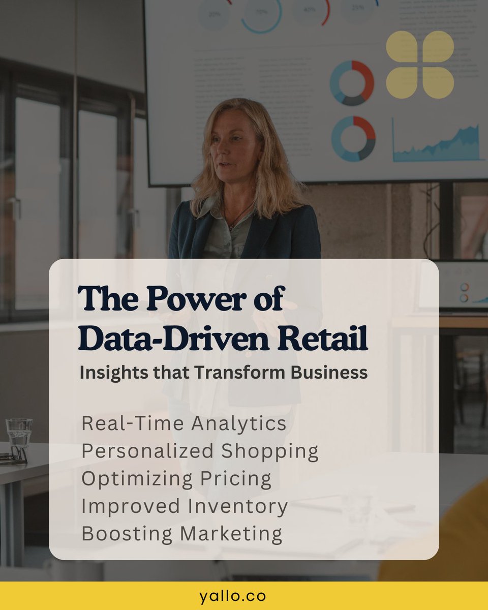 yallogroup's tweet image. Harness real-time analytics to make smarter decisions, offer personalized shopping experiences, optimize pricing, improve inventory forecasting, and boost marketing ROI. Data insights transform retail operations for higher efficiency and profitability.

#GOYALLO #DataDrivenRetail