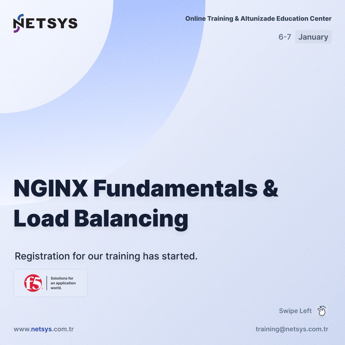 netsysbilisim_'s tweet image. Registration for participation in our NGINX Fundamentals &amp;amp; Load Balancing Training, which will be held from 6 to 7 January 2025, has started.

For registration: training@netsys.com.tr

#NETSYSBilişim #NGINX #LoadBalancing #CyberSecurity #Training