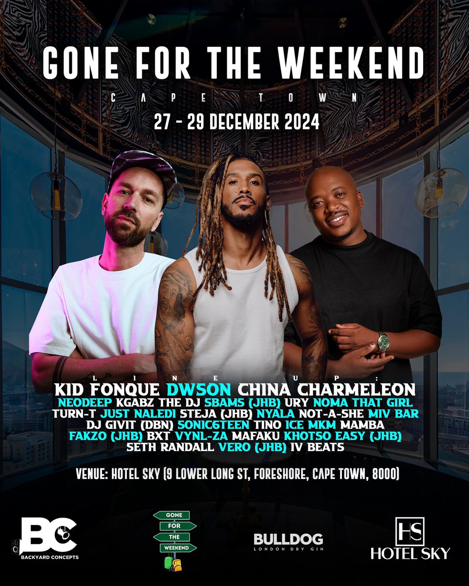 Khotso_Mokholo's tweet photo. Come let us have some Fun, We are out at #GoneForTheWeekend out at @HotelSkySA  #CPT

Join us from today till Sunday 

#GFTW
#GFTWCPt
#GFTW2024

Game One ❗️😎 https://t.co/DkaKnVvtzv