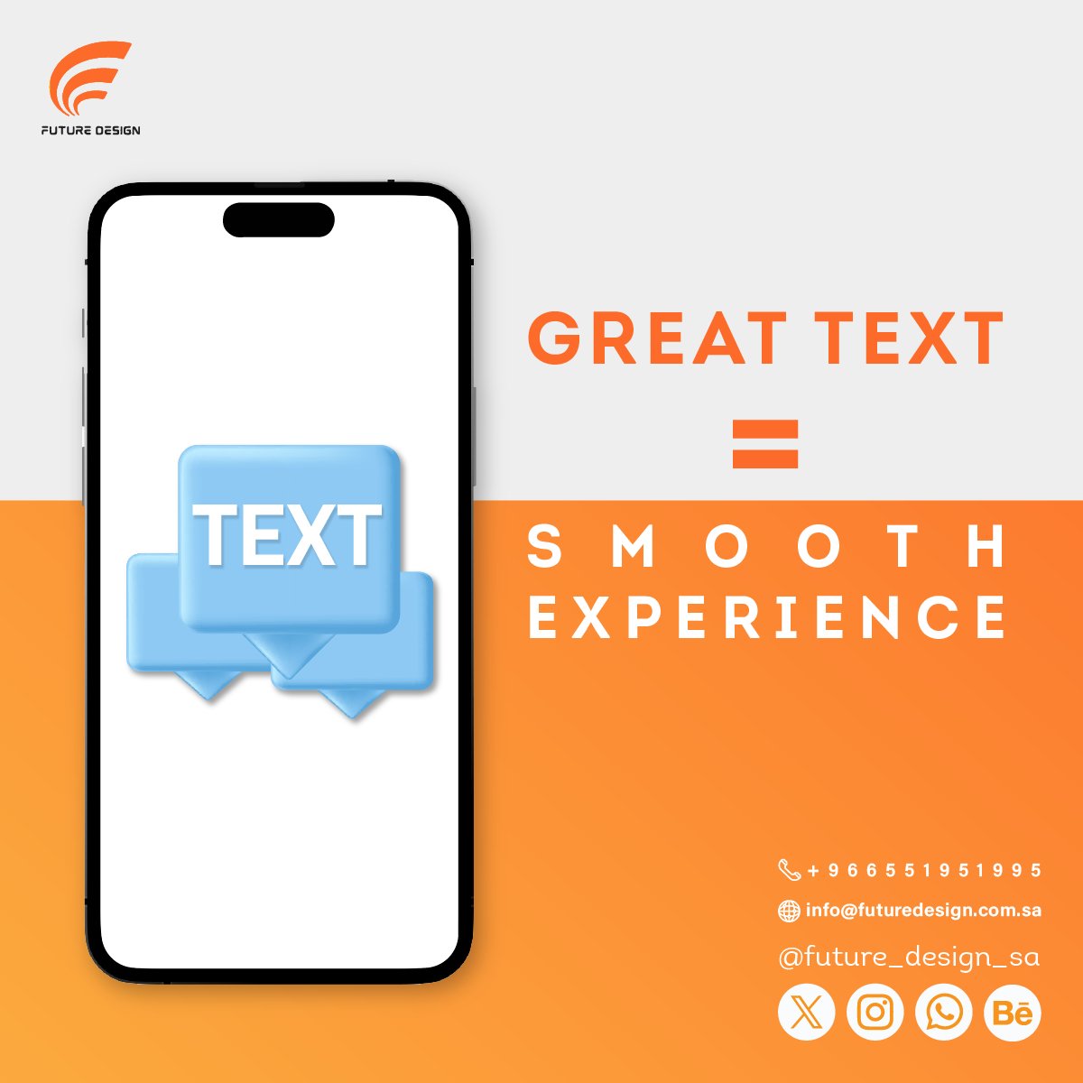 FutureDesign_SA's tweet photo. 💬 Text in UX/UI: Design with Clarity! 💬
✅ Keep it simple &amp; clear
✅ Use readable fonts
✅ Focus on hierarchy
✅ Maintain consistent language
Great text = smooth user experience! ✨
#UXDesign #UIDesign #DesignTips #FutureDesign https://t.co/i9phL14yig